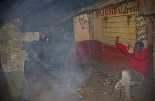 Kenyan GSU or Police in Kibera after elections
