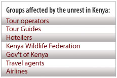 Tourism industry groups affected by unrest in Kenya