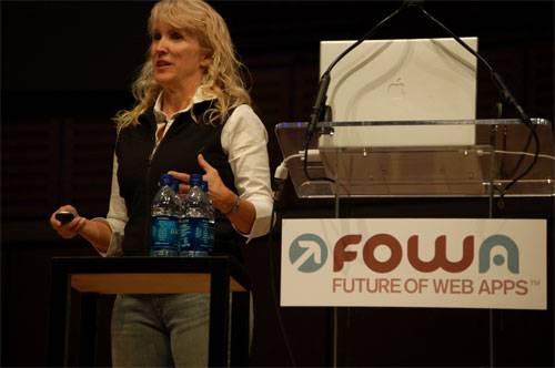 Kathy Sierra speaking at Future of Web Apps Miami