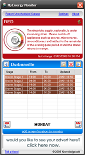 MyEnergy Monitor for power outages in South Africa