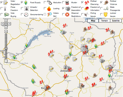 A map of election breaches in Zimbabwe