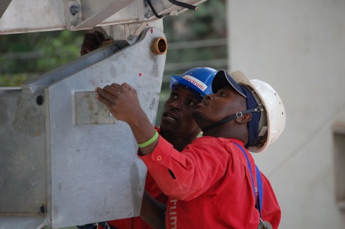 Getting the pins put in on Wananchis new satellite