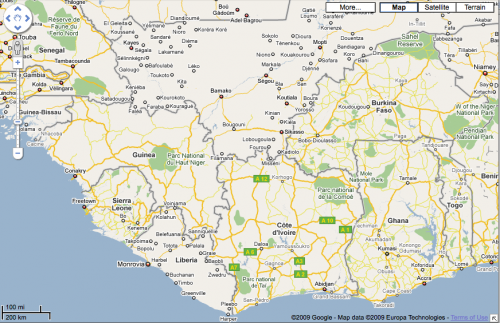 map of ghana west africa. Google Maps in West Africa