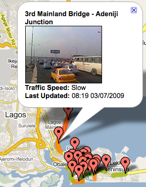 Traffic via SMS in Lagos Nigeria - map