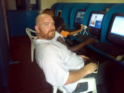 Me in a cyber cafe in Monrovia