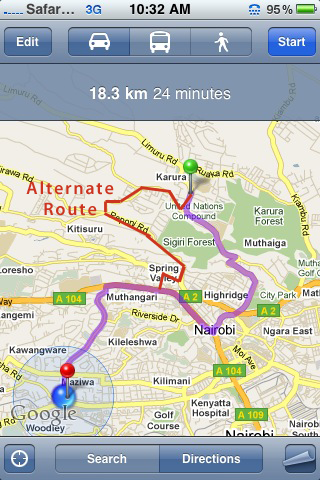 Alternate route to gigiri