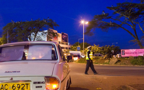 Traffic at a roundabout in Nairobi