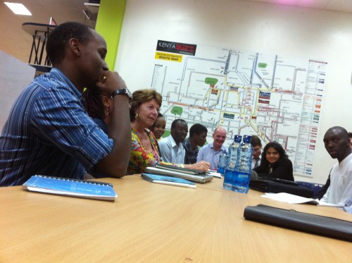 Neelie Kroes, VP of the European Union, visits the iHub in Nairobi