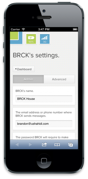 BRCK setup - mobile web