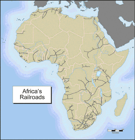 A map of the railway lines in Africa