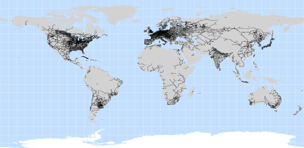 A map of global railway lines
