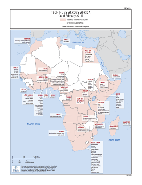 Tech Hubs in Africa - 2014 Map