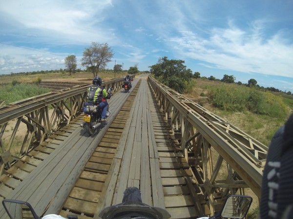 A rickety wooden bridge in Malawi