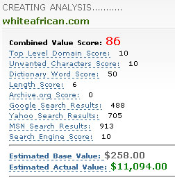WhiteAfrican.com Domain Value